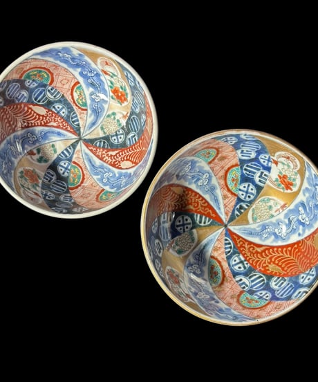 【現品限り!!】2組鉢 伊万里 大鉢 [龍草花文] ねじり模様 金彩 赤絵 色絵 鉢 丸皿 盛り皿 飾り皿 古伊万里 古美術 和食器 骨董品 アンティーク