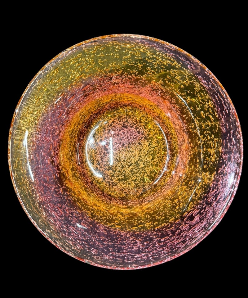 琉球ガラス 鉢 ピンク 吹きガラス 泡ガラス 宙吹き 小鉢 洋食器