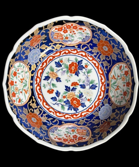 古伊万里 有田焼 醍醐窯 大鉢 [梅菊花文風景図] 色絵 鉢 取り皿 飾り皿 和食器 伊万里 陶器 骨董品 アンティーク