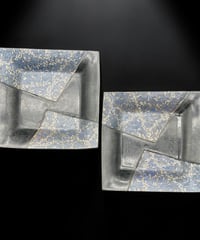 【2客セット】 凛 角皿 四方皿 在銘 銘々皿 四角皿 作家物 菓子器 菓子皿 和食器 骨董品 アンティーク