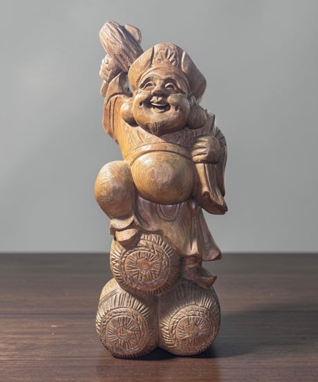 木彫り 大黒天 七福神 木製 大黒様 恵比寿 開運 縁起物 彫刻 仏像 古美術 インテリア 置物 オブジェ 骨董品 アンティーク