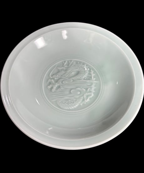 青窯 青白磁 龍 平皿 丸皿 小皿 取り皿 飾り皿 銘々皿 陶器 和食器 骨董品