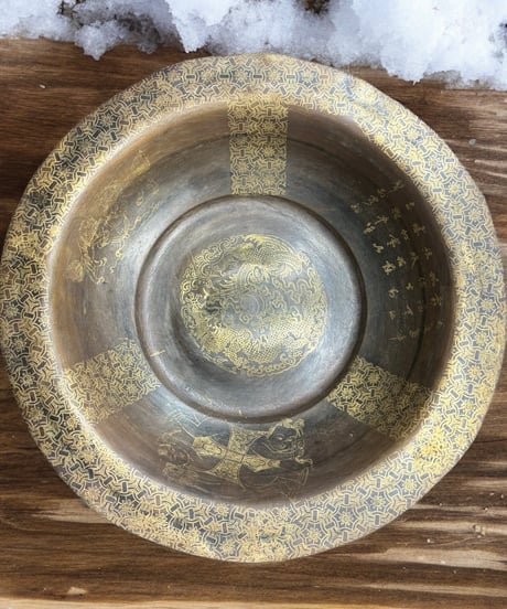 中国雑貨 銅盆地 [龍 鳳凰 獅子 人物 風雲] ボウル 盆地 洗浄 中国 レトロ 骨董品 アンティーク