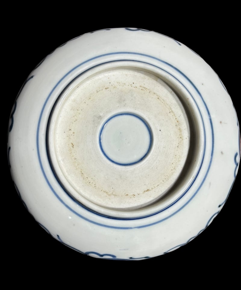力作古伊万里色絵なます鉢（皿）五個セット中鉢　中も外も素敵な絵付け　収納木箱付き 伊万里 中鉢 [梅鶴花紋柄] 色絵 盛り皿 飾り皿 鉢 大鉢 深鉢 器 古