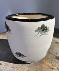 火鉢 松 モノトーン 金魚鉢 睡蓮鉢 壺 陶器 時代物 古道具 昭和 レトロ 骨董品 アンティーク
