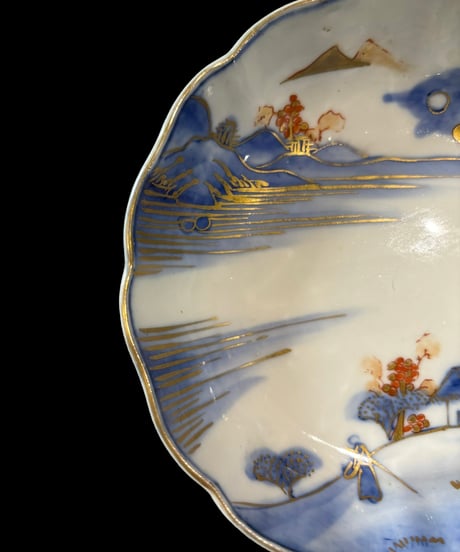 古伊万里 金彩 色絵 [富士 梅 人物 風景絵] 明治大正 平皿 丸皿 小皿 なます皿 取り皿 飾り皿 和食器 骨董品