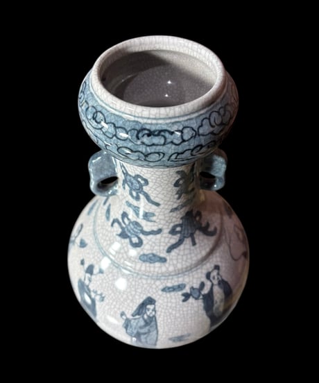 大清康熙年製 双耳花瓶 明 時代物 壺 中国 フラワーベース 花瓶 丸壺 花器 陶器 古美術 骨董品 アンティーク