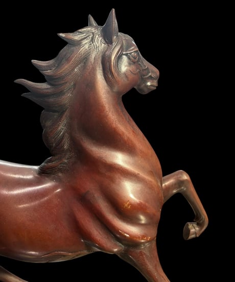ブロンズ 馬 置物 干支 跳ね馬 縁起物 飾り 彫刻美術 銅製 工芸品 インテリア オブジェ 骨董品 アンティーク