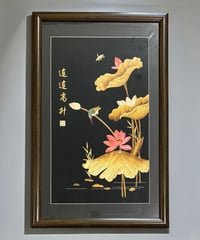 中国現地買入 おしどり 切り絵 貼り絵 中国 草花 風景 額 版画 アート イラスト 美術品 中国雑貨 コレクション 骨董品 アンティーク
