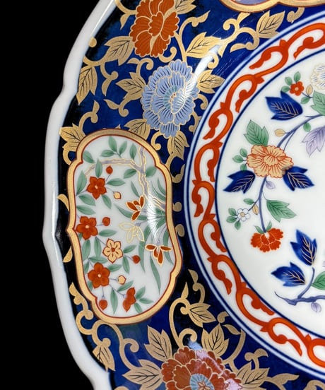 古伊万里 有田焼 醍醐窯 大鉢 [梅菊花文風景図] 色絵 鉢 取り皿 飾り皿 和食器 伊万里 陶器 骨董品 アンティーク