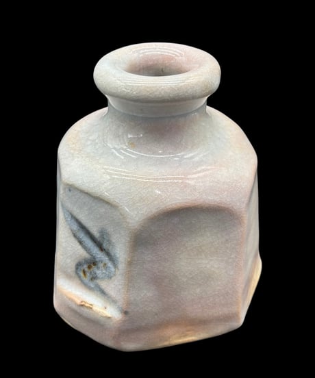 陶芸 花瓶 一輪挿し フラワーベース 六角壺 裏印あり 壺 花入れ 花器 陶器 古美術 時代物 骨董品 アンティーク