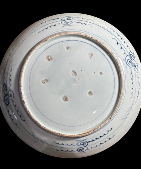 古伊万里 染付 大皿 山水風景図 平皿 取り皿 盛り皿 飾り皿 和食器 伊万里 骨董品 アンティーク