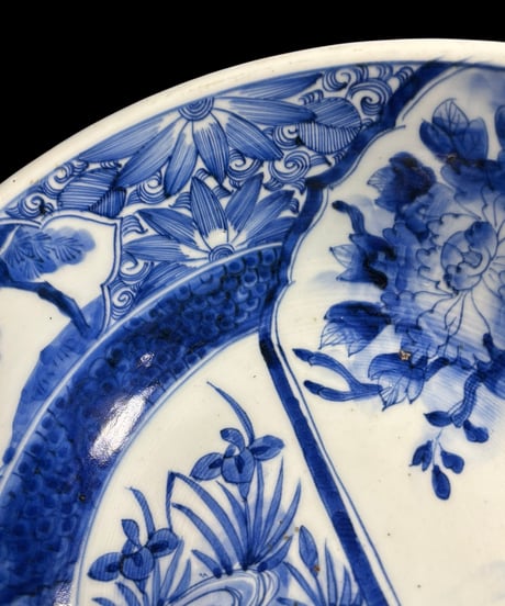 古伊万里 大鉢 鶏草花文図 盛り鉢 色絵 鉢 取り皿 飾り皿 和食器 陶器 伊万里 骨董品 アンティーク