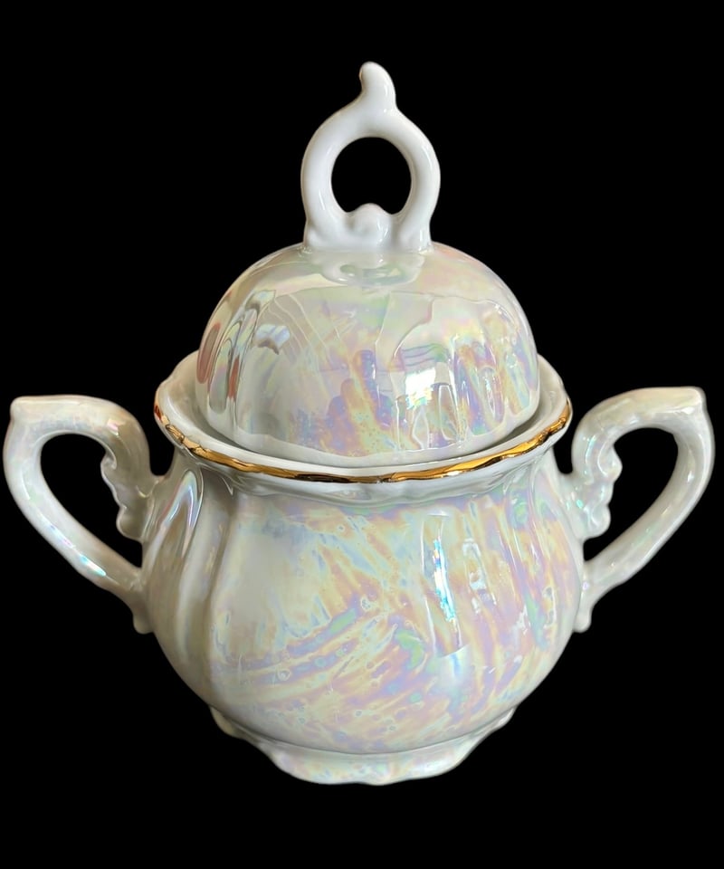 茶器　骨董品　ミニティーポット　骨董品 花柄 オーロラ シュガーポット 潤喫茶 洋食器 食器 茶器 昭和