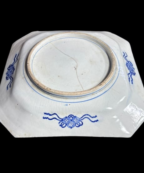 古伊万里 八角絵皿 [松山水風景文図] 染付 年代物 大皿 角皿 平皿 取り皿 盛り皿 飾り皿 伊万里 和食器 骨董品 アンティーク