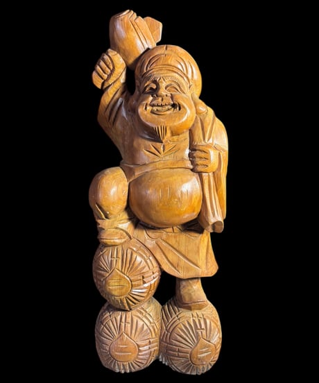 木彫り 大黒天 七福神 木製 大黒様 開運 縁起物 彫刻 仏像 古美術 インテリア 置物 オブジェ 骨董品 アンティーク