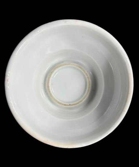 明治期 古伊万里 染付 盃洗 山水遊覧絵図 高台 高足鉢 プランター レトロ 陶器 骨董品 アンティーク