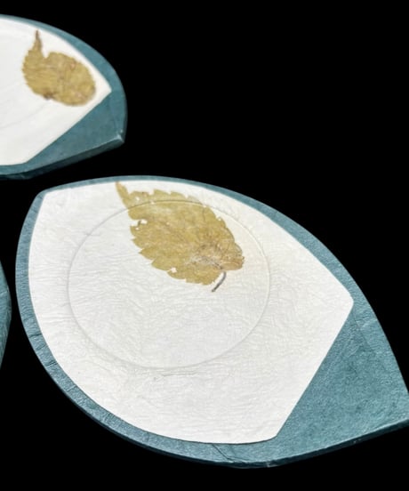【5客セット】 自然の器 茶托 和紙 木の葉 押し花 茶道具 骨董品 アンティーク