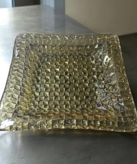 【美品】スガハラガラス スクエアプレート グリッド プレート ガラス 大角皿 洋食器 和食器 昭和 レトロ アンティーク
