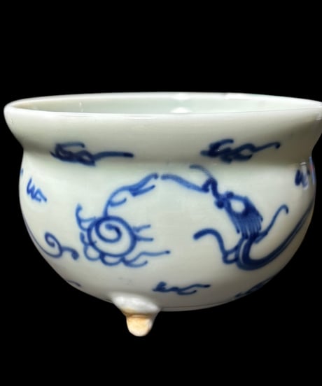 壺 龍 中国雑貨 染付 フラワーベース 花瓶 花入れ 丸壺 花器 陶器 中国 シノワズリ 古美術 骨董品 アンティーク