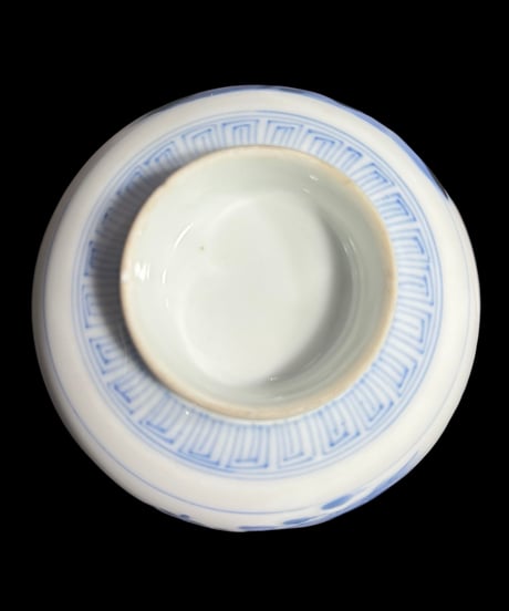【2客セット】染付 蓋付き 向付 [松竹梅紋柄] 湯呑み 茶器 茶碗 茶道具 器 陶器 骨董品