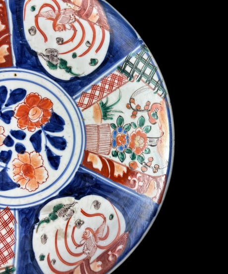 色絵 大皿 [草花鳥絵] 染付 平皿 丸皿 小皿 取り皿 飾り皿 和食器 骨董品 アンティーク