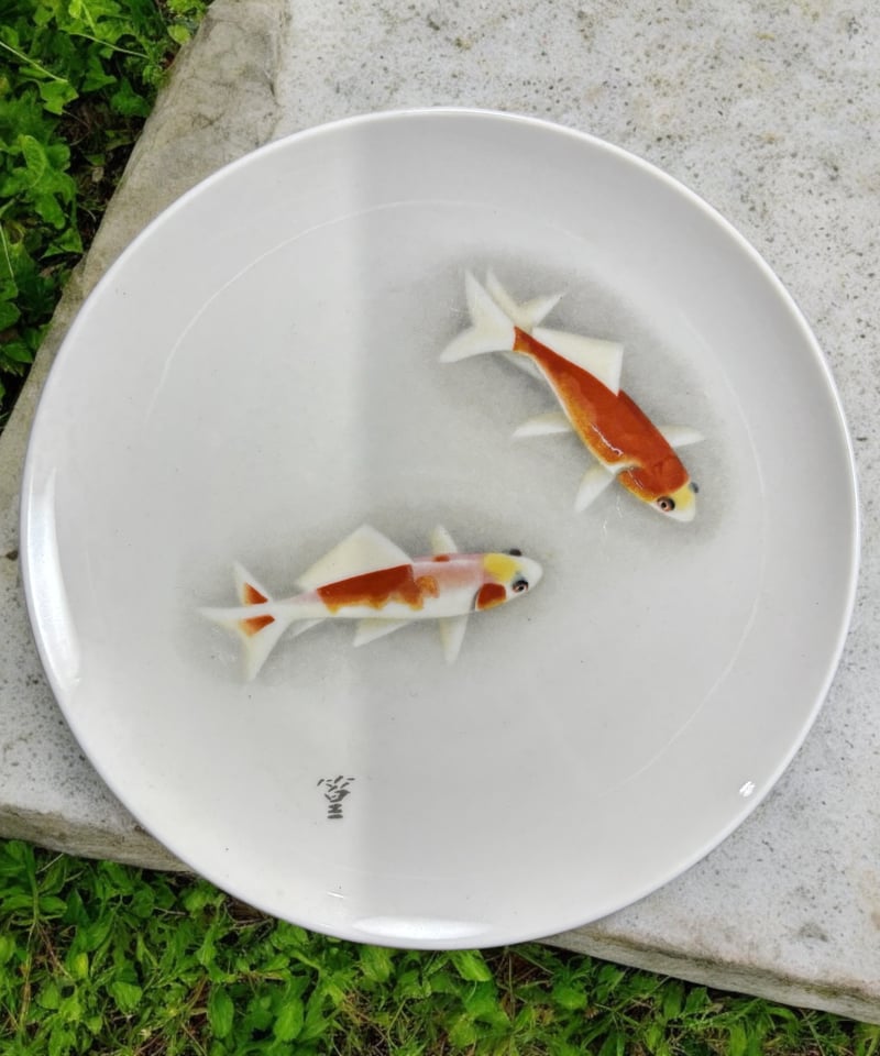 金魚 小皿 4枚 なます皿 4枚 金魚 歪み 金彩 江戸 古伊万里 瑠璃