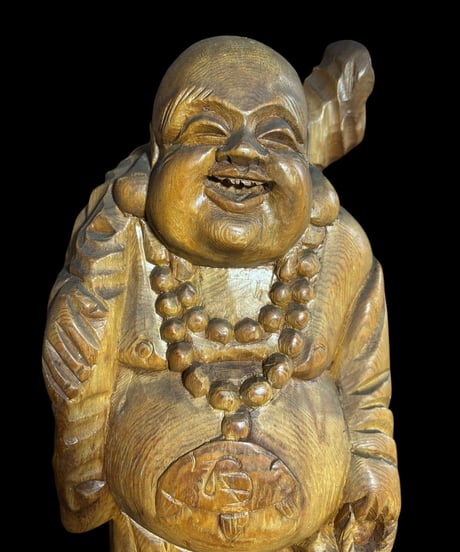 木彫り 布袋尊 七福神 木製 布袋様 開運 縁起物 彫刻 仏像 古美術 インテリア 置物 オブジェ 骨董品 アンティーク