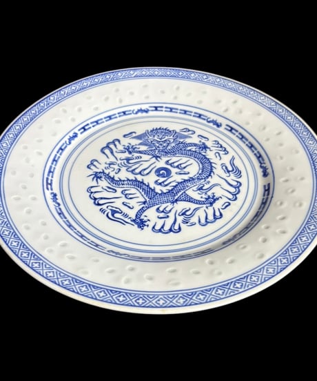 景徳鎮 ホタル 中華皿 丸皿 平皿 プレート 蛍 龍 取り皿 飾り皿 チャーハン皿 中華食器 骨董品 アンティーク