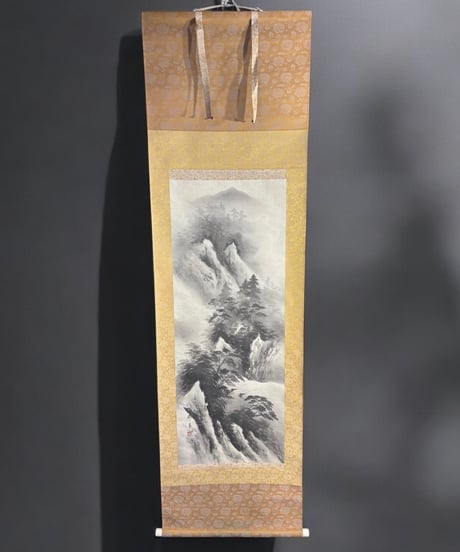 瑞景 掛け軸 [山水図] 作家物 時代物 御掛軸 昭和 レトロ インテリア 壁掛け 古美術 骨董品 アンティーク