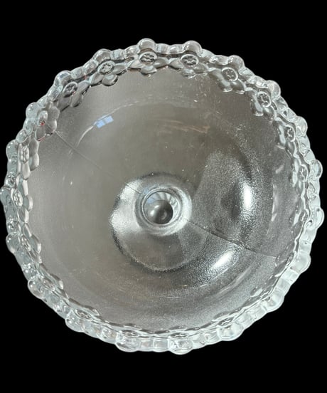 純喫茶 脚付きデザートカップ 花柄 ガラス ボウル クリスタル アイスクリーム 和食器 昭和 レトロ アンティーク