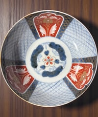 古伊万里 染付 印判大皿 (桜 鳳凰紋様) 7寸皿 飾り皿 盛り皿 いげ皿