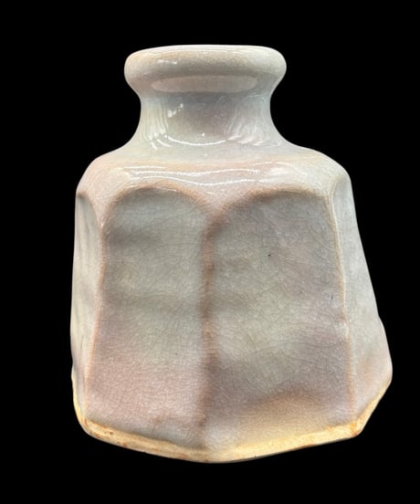 陶芸 花瓶 一輪挿し フラワーベース 六角壺 裏印あり 壺 花入れ 花器 陶器 古美術 時代物 骨董品 アンティーク