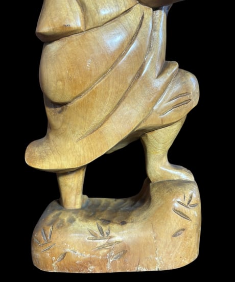 木彫り 恵比寿 七福神 木製 恵比寿様 商売繁盛 開運 縁起物 彫刻 仏像 古美術 インテリア 置物 オブジェ 骨董品 アンティーク