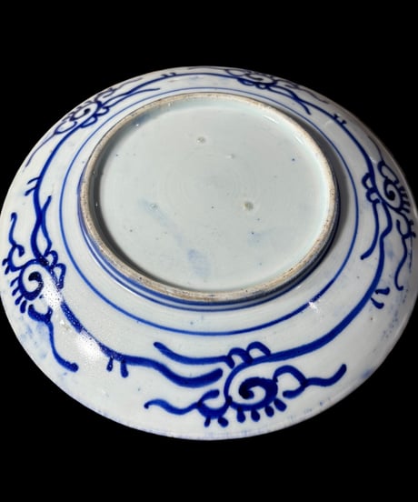 染付 平皿 [松竹梅文絵] 丸皿 大皿 取り皿 盛り皿 飾り皿 和食器 骨董品 アンティーク