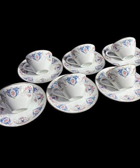 【6客揃】 Lovely China NARUMI カップ&ソーサー マグカップ 花柄 紅茶 コーヒー カップ 茶器 昭和 レトロ アンティーク