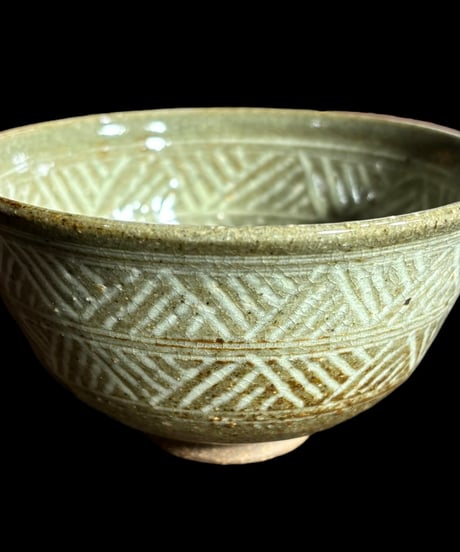 三島焼 象嵌模様 茶道具 茶道 抹茶 抹茶碗 茶碗 茶わん 和食器 レトロ 骨董品