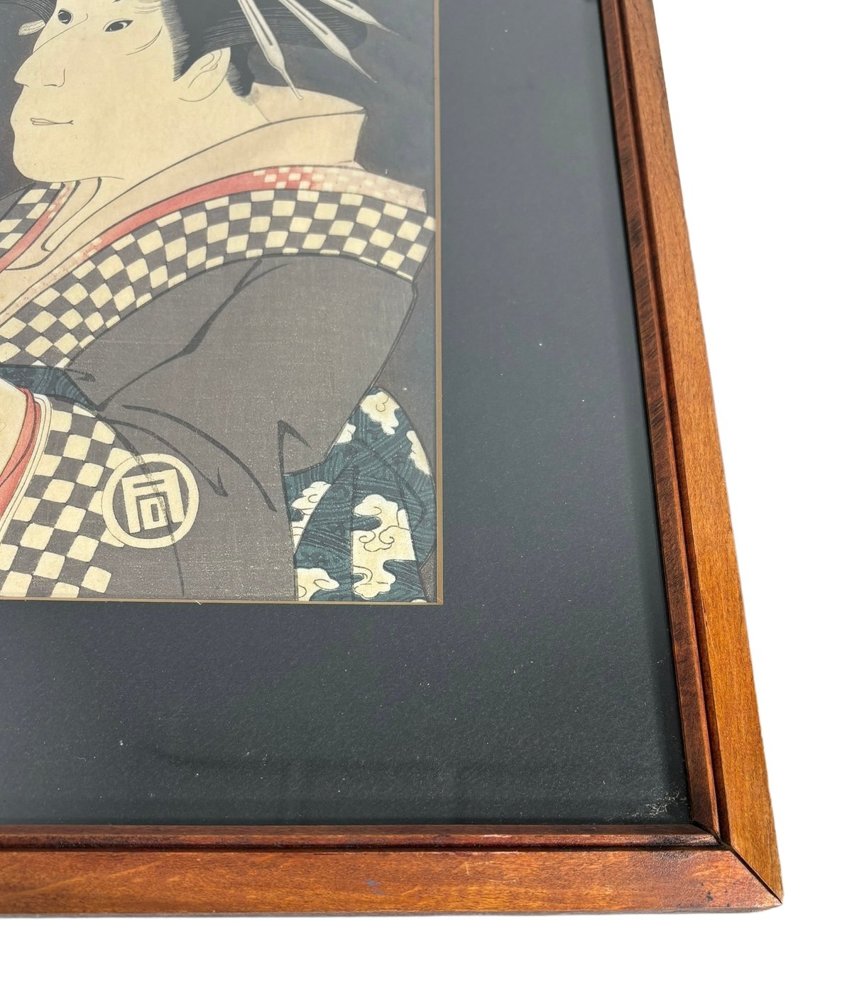 H958　東洲斎写楽　「愛蔵額装版　浮世絵聚花名品選　写楽」　作品集　画集 東洲斎写楽「三世市川高麗蔵の志賀文七」木版画 額縁外寸45.0x56