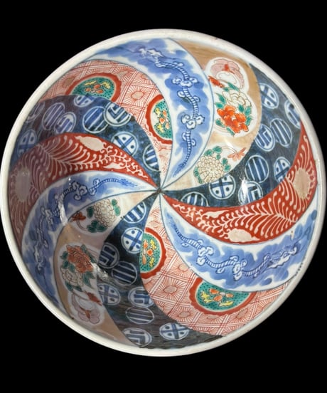 【現品限り!!】2組鉢 伊万里 大鉢 [龍草花文] ねじり模様 金彩 赤絵 色絵 鉢 丸皿 盛り皿 飾り皿 古伊万里 古美術 和食器 骨董品 アンティーク