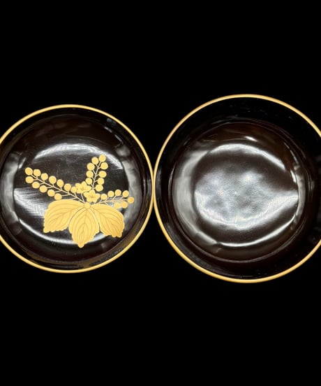 【6客セット】 吸物椀 金蒔絵 桐文 御汁椀 漆器 塗物 天然木 煮物 古美術 和食器 骨董品 アンティーク