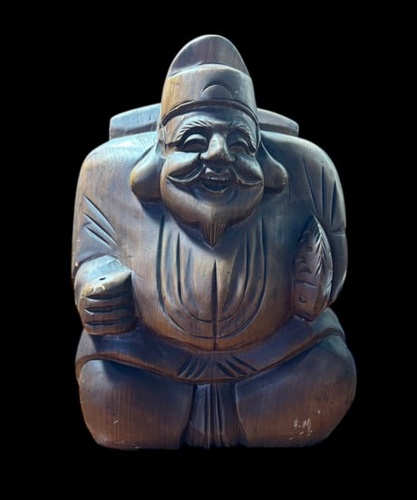 木彫り 恵比寿 七福神 木製 恵比寿様 大黒天 開運 縁起物 彫刻 仏像 古美術 インテリア 置物 オブジェ 骨董品 アンティーク