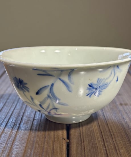 京焼 清水焼 鳳山窯 大鉢 裏印 染付 草花 盛り鉢 鉢 取り皿 飾り皿 和食器 陶器 伊万里 骨董品 アンティーク