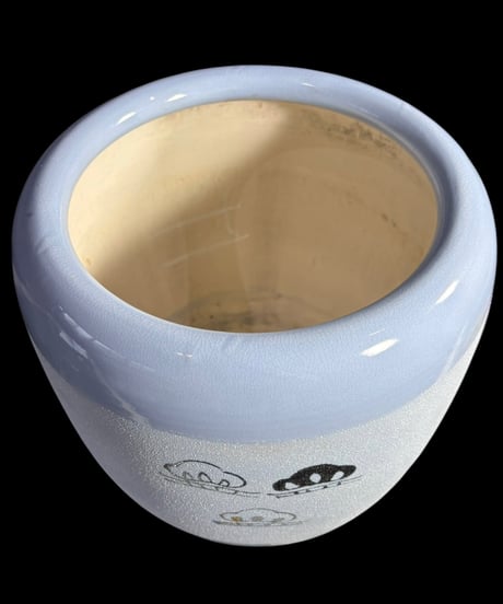 火鉢 松 スカイブルー 金魚鉢 睡蓮鉢 壺 陶器 時代物 古道具 昭和 レトロ 骨董品 アンティーク