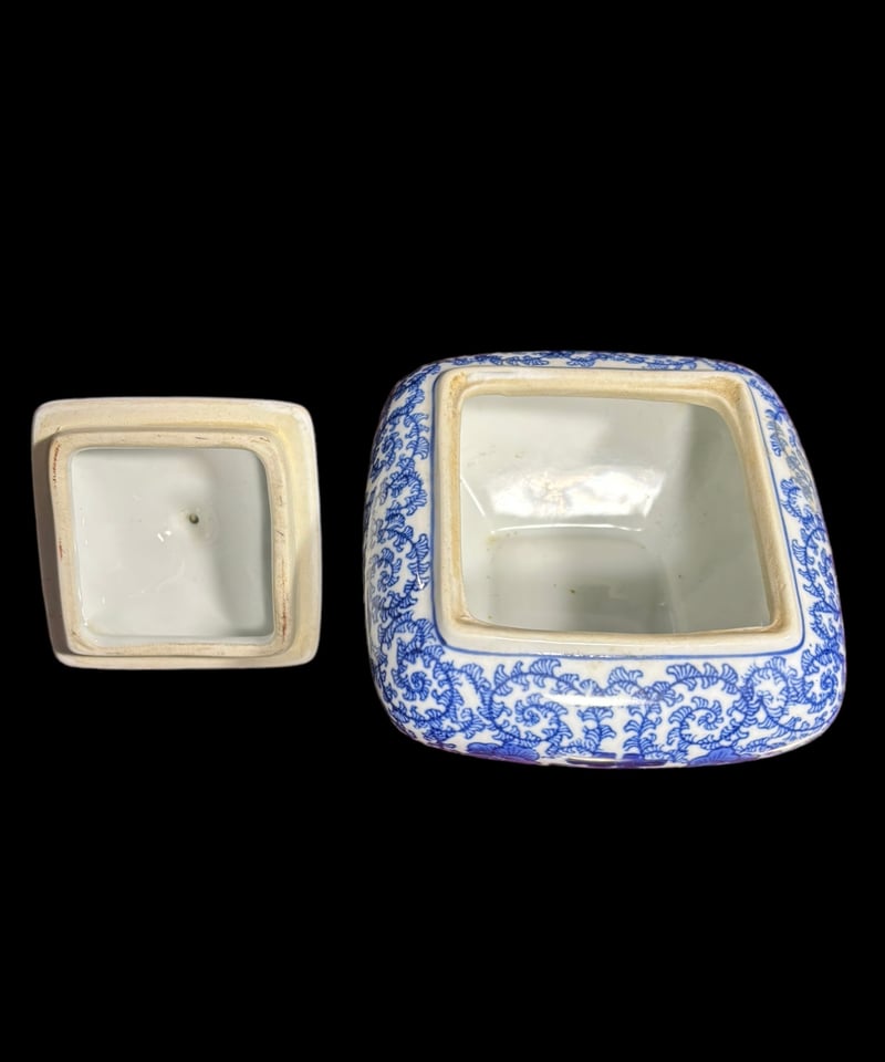小壺 染付 蓋付き 小物入れ 中国雑貨 壺 インテリア 陶器 骨董品 小壺 染付 蓋付き 小物入れ 中国雑貨 壺 インテリア 陶器 骨董品