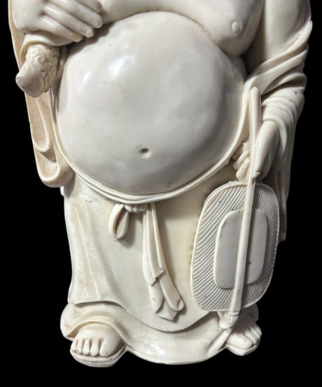 白材 布袋尊 七福神 布袋様 開運 縁起物 彫刻 仏像 象牙風 古美術 インテリア 置物 オブジェ 骨董品 アンティーク
