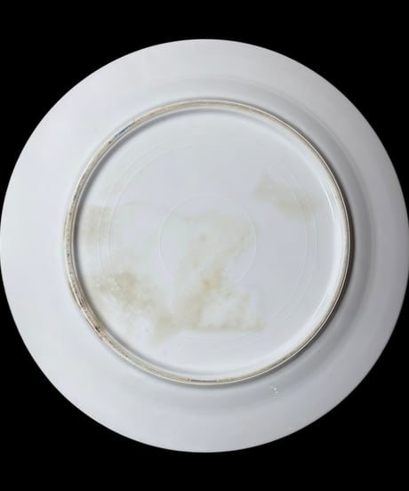 【2枚セット】色絵 双鶴 扇子 大皿 丸皿 取り皿 飾り皿 和食器 時代物 陶器 骨董品 アンティーク