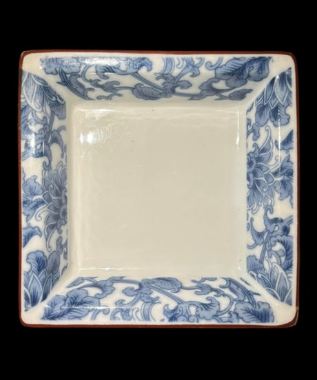 染付 四角皿 [草花] 小鉢 小皿 取り皿 盛り皿 飾り皿 和食器 骨董品