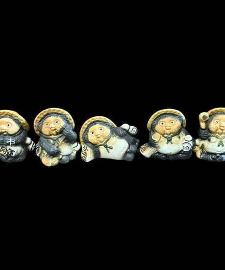 【5個セット】信楽焼 たぬき 置物 狸 縁起物 飾り 陶器 昭和 レトロ 工芸品 インテリア 骨董品 アンティーク