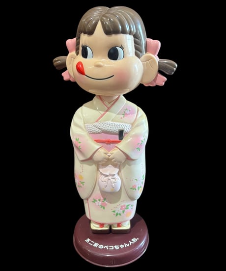 【レア品】ペコちゃん 不二家 首振り人形 着物 インテリア コレクション 置物 オブジェ 非売品 骨董品 アンティーク