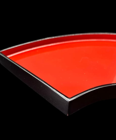 【5客セット】塗わけ 扇 銘々皿 漆器 扇型盆 塗物 盆 和食器 昭和 骨董品 アンティーク